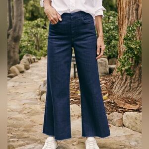 FRANK & EILEEN Galway Gaucho Jean Dark Blue Wash High Rise Size 27 raw hem
